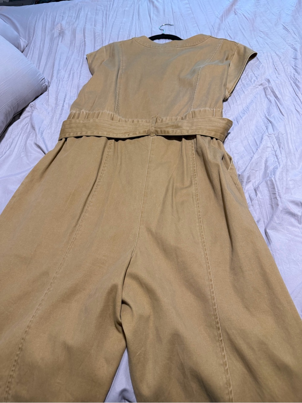 Knox Rose Tan Utility Jumpsuit with Waist Tie - Picture 2 of 2